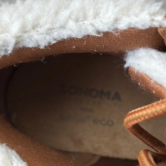 Sonoma Brown and White Lace Up Boots with Fluffy Lining - Picture 2 of 4